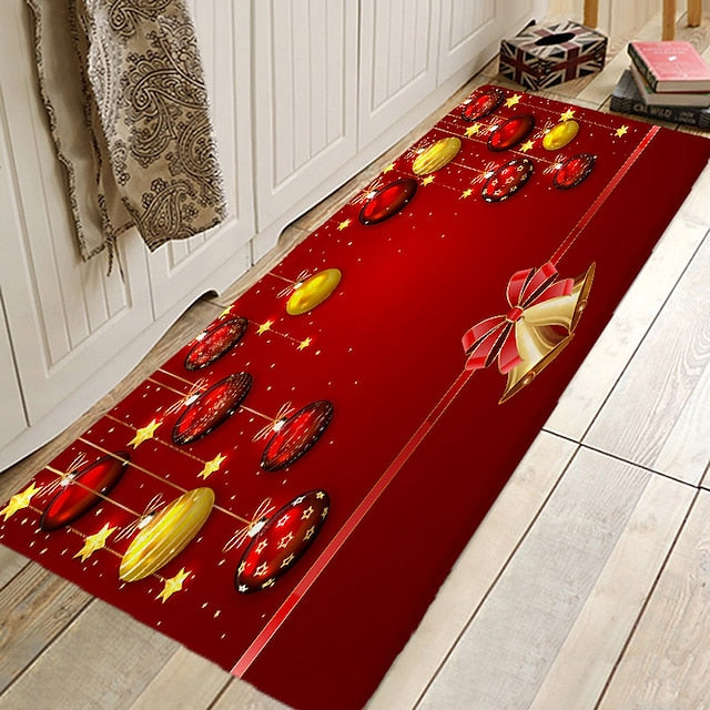 Christmas Decorations Pattern Floor Mat Flannel Hallway Carpets Area Rugs Xmas Door Mat for Bedroom Living Room Carpet Kitchen Bathroom Anti-Slip Floor Mats