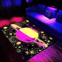 Tree of Life Blacklight Rug Carpet Floor Mat UV Reactive Glow in the Dark Rug Large Non-Slip Rug Mat Carpet for Room Decor