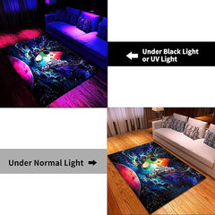 Tree of Life Blacklight Rug Carpet Floor Mat UV Reactive Glow in the Dark Rug Large Non-Slip Rug Mat Carpet for Room Decor