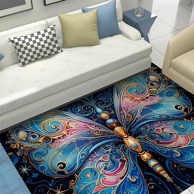 Art Butterfly Area Rug Kitchen Mat Non-Slip Oil Proof Floor Mat Livingroom Rug Indoor Outdoor Mat Bedroom Decor Bathroom Mat Entrance Rug Door Mat