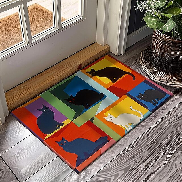 Cute Cates Doormat Kitchen Mat Floor Mat Non-Slip Area Rug Oil Proof Rug Indoor Outdoor Mat Bedroom Decor Bathroom Mat Entrance Rug