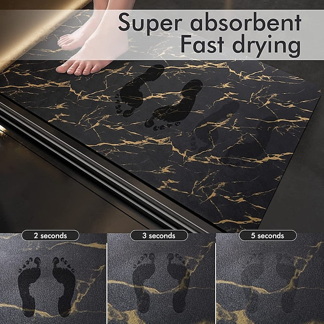 Bath Mat Non-slip Diatomaceous Earth Bath mat Non Slip Quick Dry Super Absorbent Bath Stone Mat Fast Drying Thin Bathroom Rugs fit Under Door, Bathtub, Sink, Machine Washable