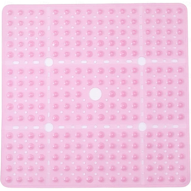 Shower Mats Rubber Shower Mat with Drain Hole - Non-Slip Bathtub Mat for Bathroom, Anti-Mildew, Quick-Drying, Comfortable and Safe for Kids and Elderly