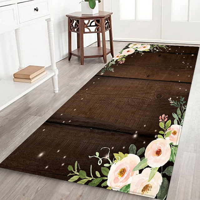 Floral Butterfly Board Pattern Flannel Floor Mat Fabric Printed Home Entrance Doormat Carpet Mattress Bathroom Mat