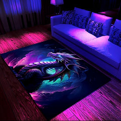 Blacklight Rug UV Reactive Glow in the Dark Area Rug Kitchen Mat Non-Slip Oil Proof Creepy Dragon Floor Mat Livingroom Rug Indoor Outdoor Mat Bedroom Decor Bathroom Mat Entrance Rug Door Mat