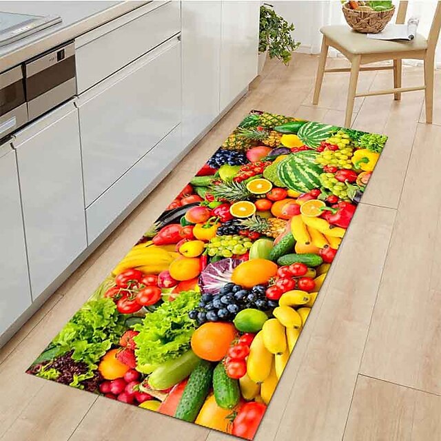 Fruits Kitchen Mat Non-Slip Oil Proof Floor Mat Rug Indoor Outdoor Mat Bedroom Decor Bathroom Mat Entrance Rug Door Mat