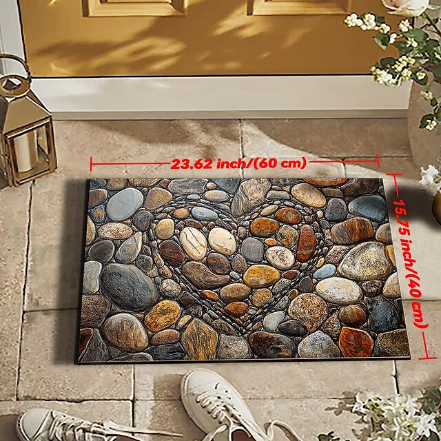 Valentine's Day Love Cobblestone Doormat Kitchen Mat Floor Mat Non-Slip Area Rug Oil Proof Rug Indoor Outdoor Mat Bedroom Decor Bathroom Mat Entrance Rug