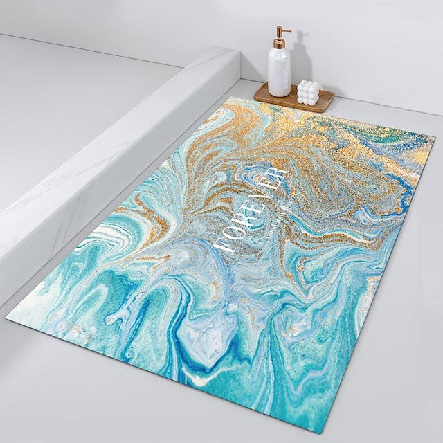 Diatomaceous Earth Bath Mat Non-slip Marble Pattern Super Absorbent Toilet Door Quick-Drying Foot Mat Entry Door Mat Non-Slip Mat