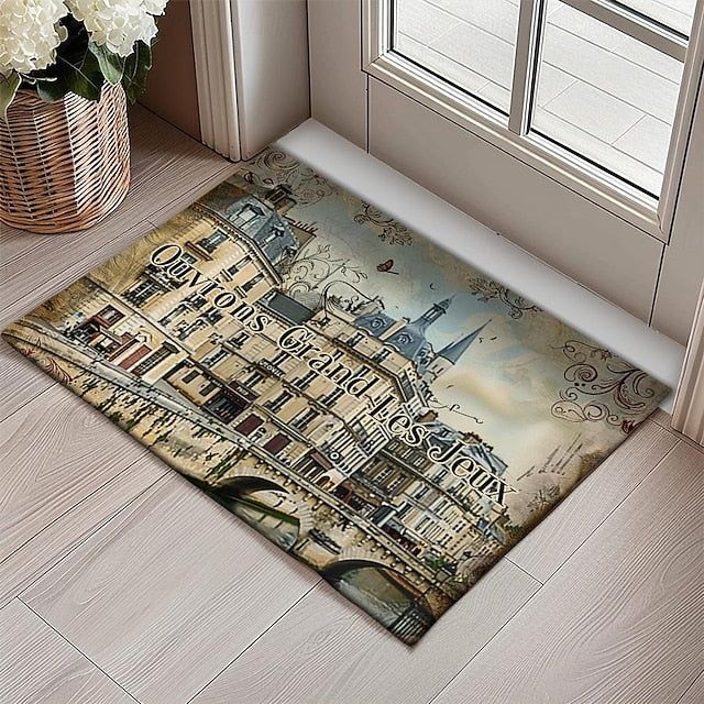 Graffiti Doormat Kitchen Mat Floor Mat Non-Slip Area Rug Oil Proof Rug Indoor Outdoor Mat Bedroom Decor Bathroom Mat Entrance Rug Eiffel Tower