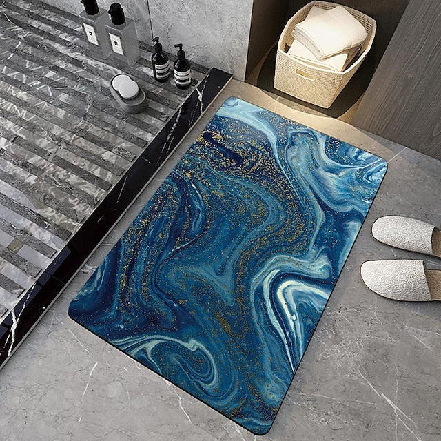 Diatomaceous Earth Bath Mat Non-slip Marble Pattern Super Absorbent Toilet Door Quick-Drying Foot Mat Entry Door Mat Non-Slip Mat