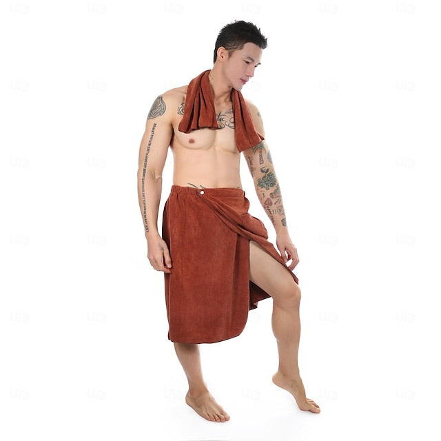 Men's Fiber Bath Towel, Absorbent Towel, Hot Spring Vacation Beach Hotel, Leisure Home, Bathroom Towel, Bath Skirt Set