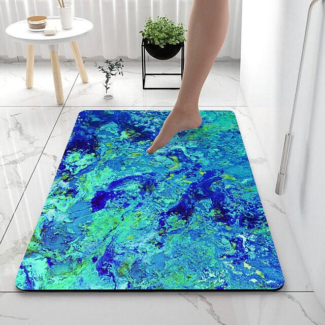 Diatomaceous Earth Bath Mat Non-slip Marble Pattern Super Absorbent Bathroom Rug Door Mat New Design