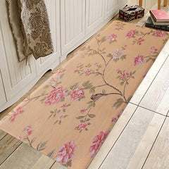 Floral Plant Area Rug Kitchen Mat Non-Slip Oil Proof Floor Mat Rug Indoor Outdoor Mat Bedroom Decor Bathroom Mat Entrance Rug Door Mat