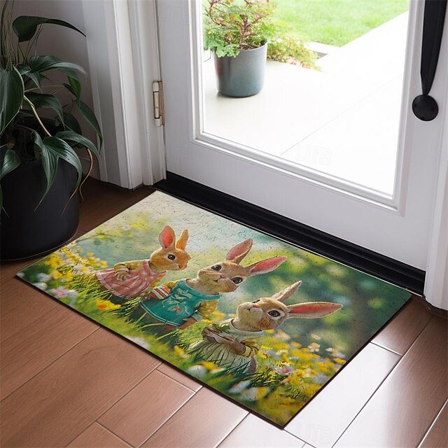 Easter Bunny Doormat Floor Mats Washable Rugs Kitchen Mat Non-Slip Oil Proof Rug Indoor Outdoor Mat Bedroom Decor Bathroom Mat Entrance Rug