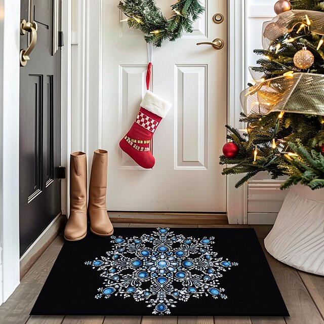 Doormat Snowflake Kitchen Mat Floor Mat Non-Slip Area Rug Oil Proof Rug Indoor Outdoor Mat Bedroom Decor Bathroom Mat Entrance Rug