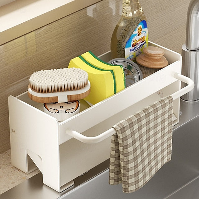 Sink Sponge Holder, Countertop Draining Rack, Freestanding Storage Organizer for Sponges, Dishcloths, and Scrubbers in Bathroom or Kitchen