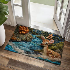 Autumn Quilt Forest Deer Doormat Kitchen Mat Floor Mat Non-Slip Area Rug Oil Proof Rug Indoor Outdoor Mat Bedroom Decor Bathroom Mat Entrance Rug