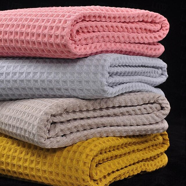 waffle Large-size  Bath Towel 180x90cm Hotel 100% Cotton Bath Towels Quick Dry, Super Absorbent Light Weight Soft Multi Colors