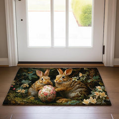 Easter Rabbits Egg Doormat Floor Mats Washable Rugs Kitchen Mat Non-Slip Oil Proof Rug Indoor Outdoor Mat Bedroom Decor Bathroom Mat Entrance Rug