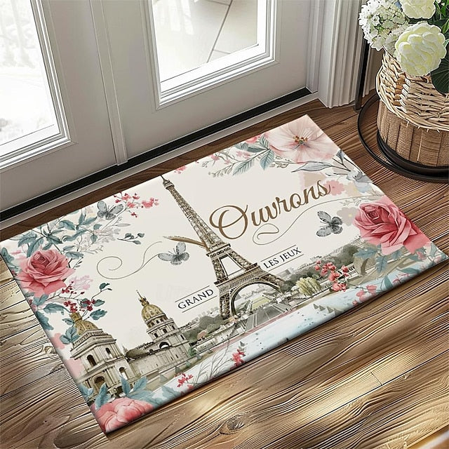 Graffiti Doormat Kitchen Mat Floor Mat Non-Slip Area Rug Oil Proof Rug Indoor Outdoor Mat Bedroom Decor Bathroom Mat Entrance Rug Eiffel Tower