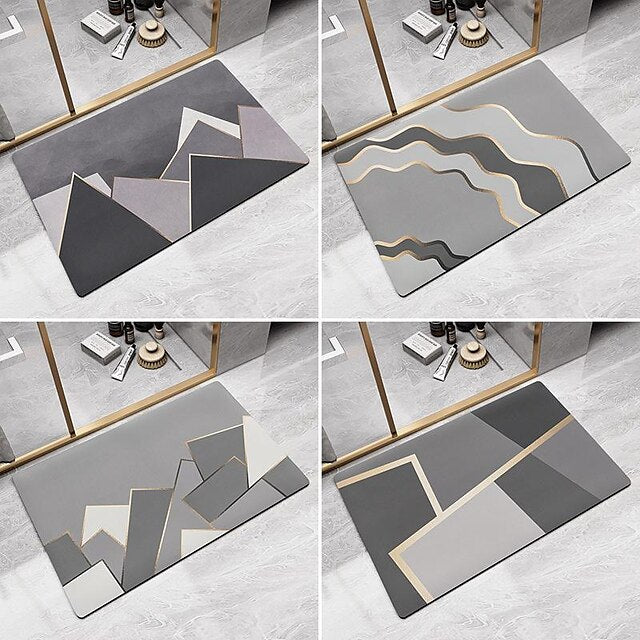 Diatomaceous Earth Bath Mat Non-slip Super Absorbent Toilet Door Quick-Drying Foot Mat Entry Door Mat Non-Slip Mat