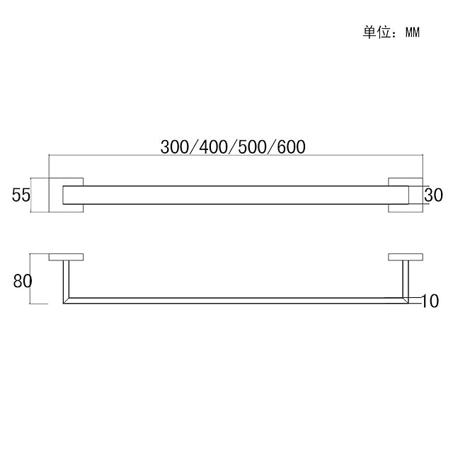 Towel Bar Stainless Steel Bathroom Shelf Electroplated Towel Rail Bathroom Single Rod Wall Mounted 1PC Chrome and Painted Finish