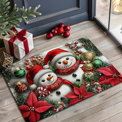 Christmas Decorations Doormat Snowman Kitchen Mat Floor Mat Non-Slip Area Rug Oil Proof Rug Indoor Outdoor Mat Bedroom Decor Bathroom Mat Entrance Rug