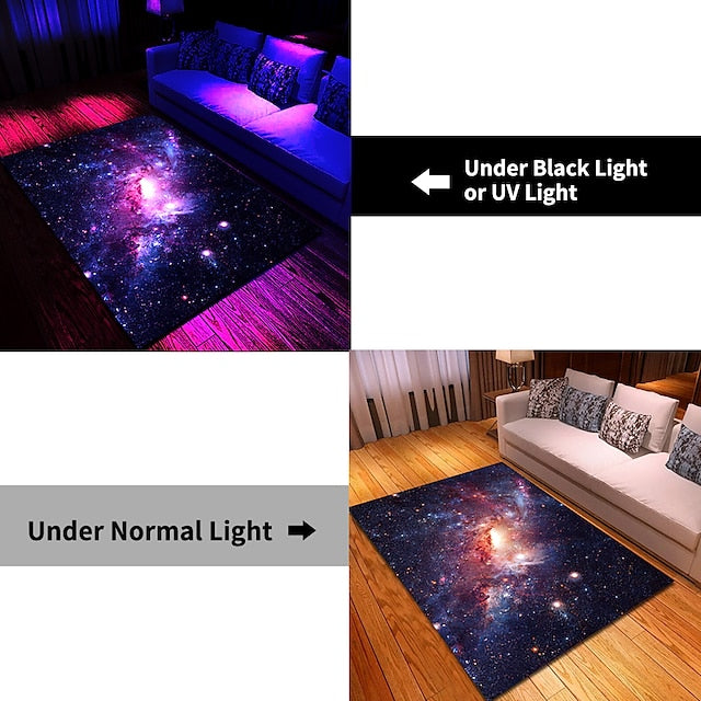 Blacklight Printed Carpet UV Reactive Glow in the Dark Rug Large Non-Slip Rug Mat for Room Decor