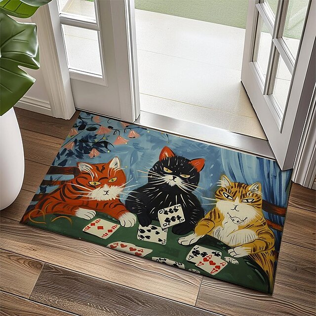 Cute Cates Doormat Kitchen Mat Floor Mat Non-Slip Area Rug Oil Proof Rug Indoor Outdoor Mat Bedroom Decor Bathroom Mat Entrance Rug