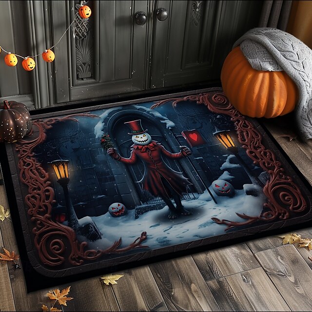 Doormat Jack Skeleton Pumpkin Kitchen Mat Floor Mat Non-Slip Area Rug Oil Proof Rug Indoor Outdoor Mat Bedroom Decor Bathroom Mat Entrance Rug