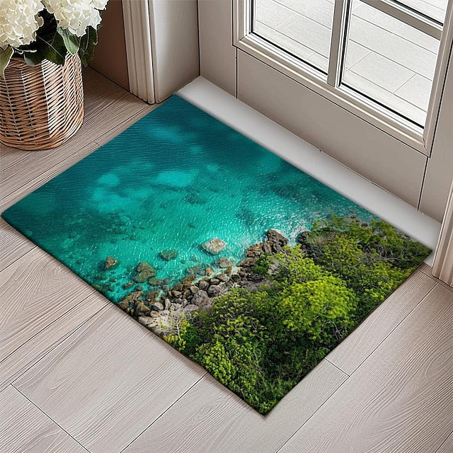 Beach View Doormat Kitchen Mat Floor Mat Non-Slip Area Rug Oil Proof Rug Indoor Outdoor Mat Bedroom Decor Bathroom Mat Entrance Rug