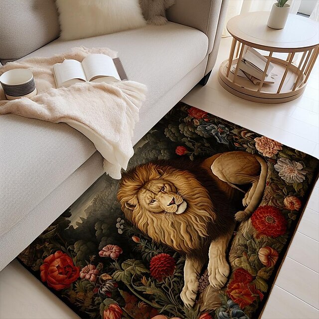 Sleeping Lion Area Rug Kitchen Mat Non-Slip Oil Proof Floor Mat Livingroom Rug Indoor Outdoor Mat Bedroom Decor Bathroom Mat Entrance Rug Door Mat