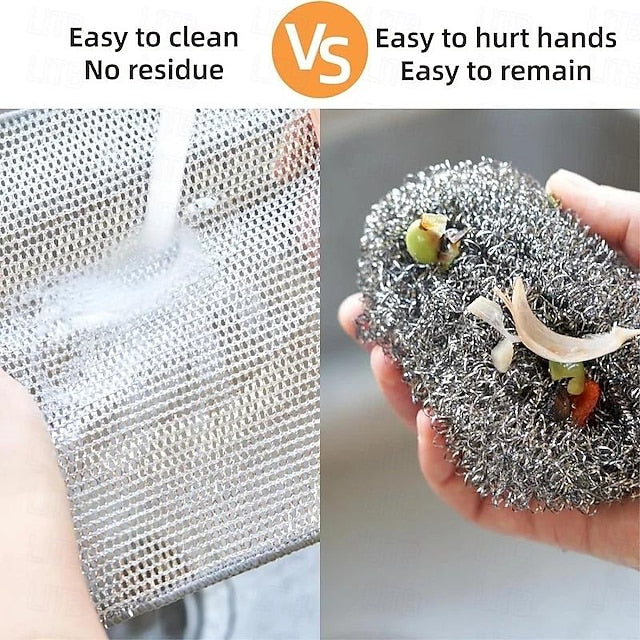 5pcs Steel Wire Cleaning Cloth Kitchen Magic Dishwashing Towel Non Stick Oil Cleaning Rag Microwave Stove Clean Tools Dish Cloth