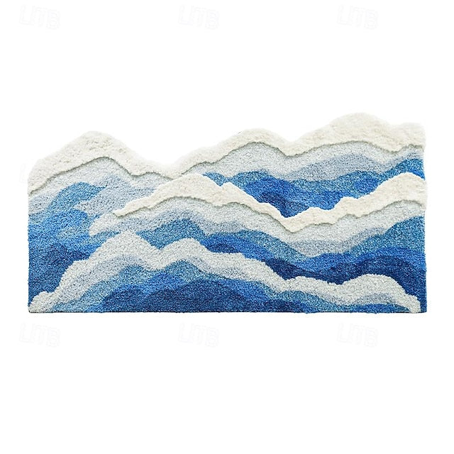 Wave Tufted Special-shaped Flocking Carpet Rug Living Room Home Anti-slip Bedroom Bedside Blanket Machine Washable