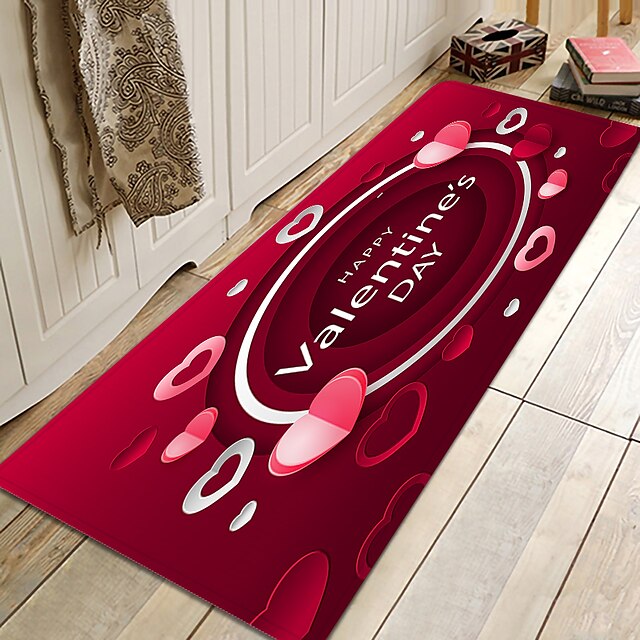 Valentine's Day Heart Area Rug Kitchen Mat Non-Slip Oil Proof Floor Mat Rug Indoor Outdoor Mat Bedroom Decor Bathroom Mat Entrance Rug Door Mat