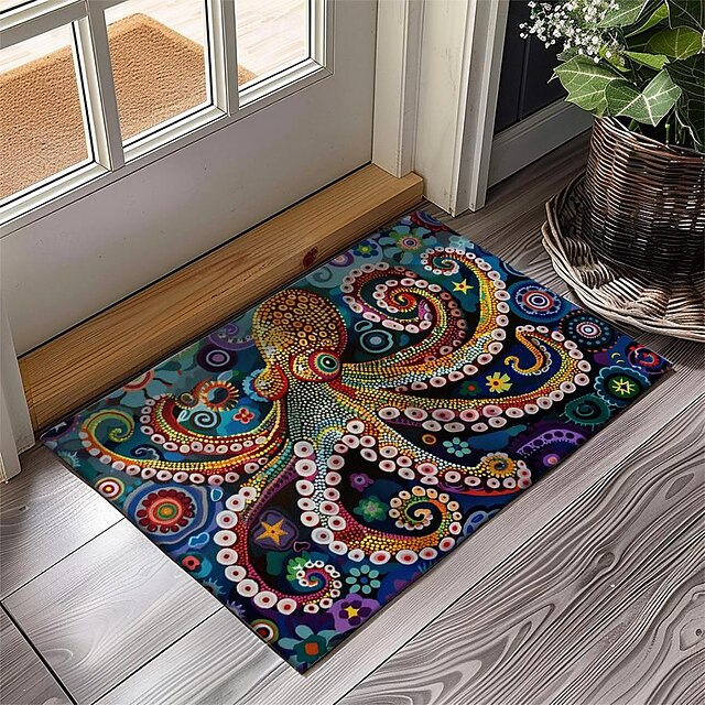 Octopus Doormat Kitchen Mat Floor Mat Non-Slip Area Rug Oil Proof Rug Indoor Outdoor Mat Bedroom Decor Bathroom Mat Entrance Rug