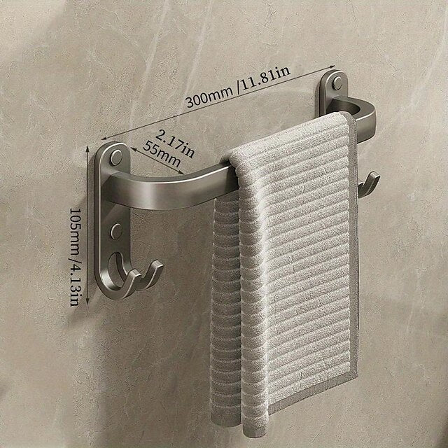 1pc Space-Saving Wall Mounted Towel Rack - Aluminum Shower Room Holder for Bathroom Towels and Washroom Storage