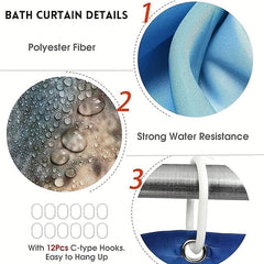 Bathroom Shower Curtain, Sparkling Diamond-Pattern Bathroom Curtain With 12 Hooks, Bathroom Non Slip Rugs, Toilet Cover Mat