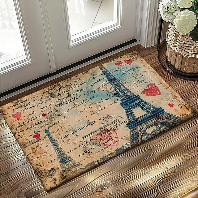 Graffiti Doormat Kitchen Mat Floor Mat Non-Slip Area Rug Oil Proof Rug Indoor Outdoor Mat Bedroom Decor Bathroom Mat Entrance Rug Eiffel Tower