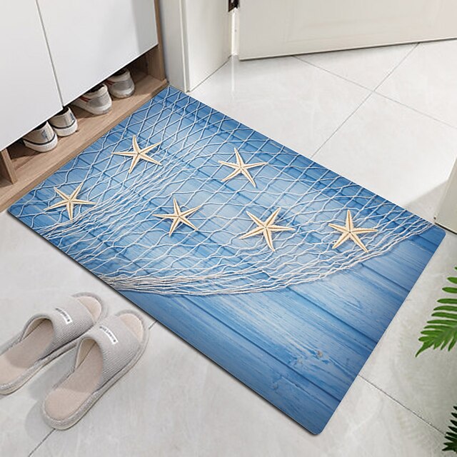 Beach Starfish Beach Collection Pattern Flannel Fabric Print Home Entrance Mattress Bathroom Mattress Mattress