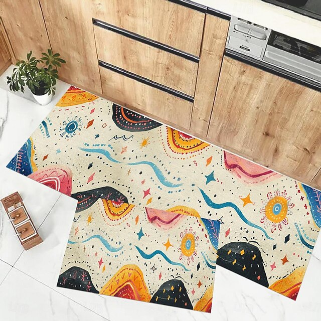 Tribal Pattern Area Rug Kitchen Mat Non-Slip Oil Proof Floor Mat Livingroom Rug Indoor Outdoor Mat Bedroom Decor Bathroom Mat Entrance Rug Door Mat