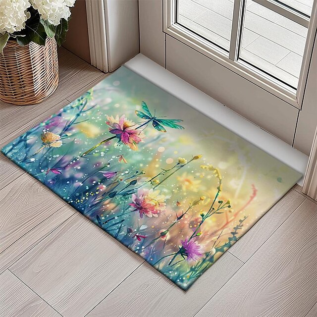 Butterfly Flowers Doormat Non-Slip Oil Proof Rug Indoor Outdoor Mat Bedroom Decor Bathroom Mat Entrance Rug Door Mat