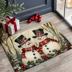 Christmas Decoration Doormat Xmas Snowman Couple Kitchen Mat Floor Mat Non-Slip Area Rug Oil Proof Rug Indoor Outdoor Mat Bedroom Decor Bathroom Mat Entrance Rug