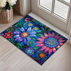 Pointillism Flowers Doormat Floor Mats Washable Rugs Kitchen Mat Non-Slip Oil Proof Rug Indoor Outdoor Mat Bedroom Decor Bathroom Mat Entrance Rug