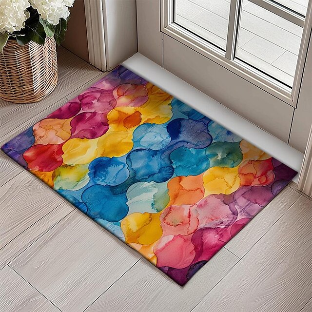 Rainbow Painting Doormat Floor Mats Washable Rugs Kitchen Mat Non-Slip Oil Proof Rug Indoor Outdoor Mat Bedroom Decor Bathroom Mat Entrance Rug