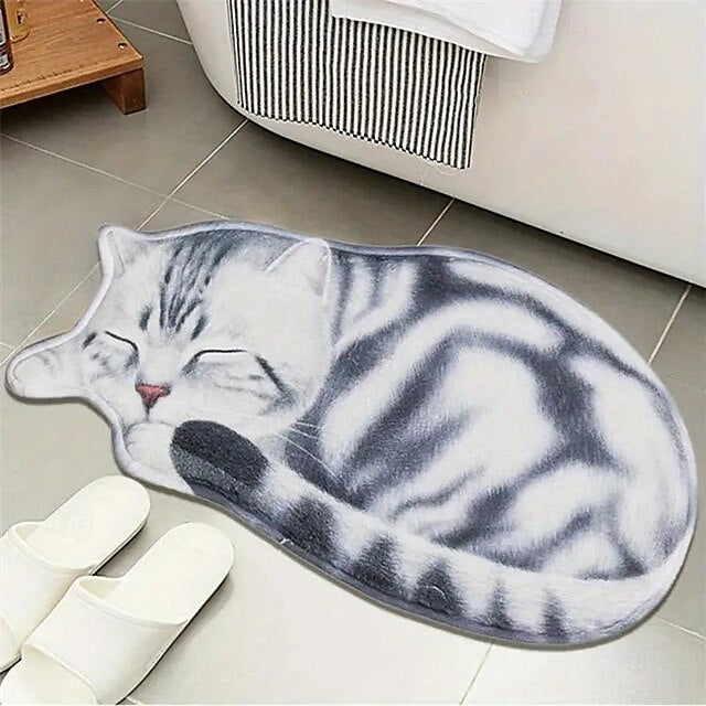 Cats Irregular Doormat Kitchen Mat Floor Mat Non-Slip Area Rug Oil Proof Rug Indoor Outdoor Mat Bedroom Decor Bathroom Mat Entrance Rug