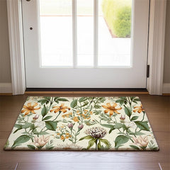 Green Yellow Floral Doormat Floor Mats Washable Rugs Kitchen Mat Non-Slip Oil Proof Rug Indoor Outdoor Mat Bedroom Decor Bathroom Mat Entrance Rug