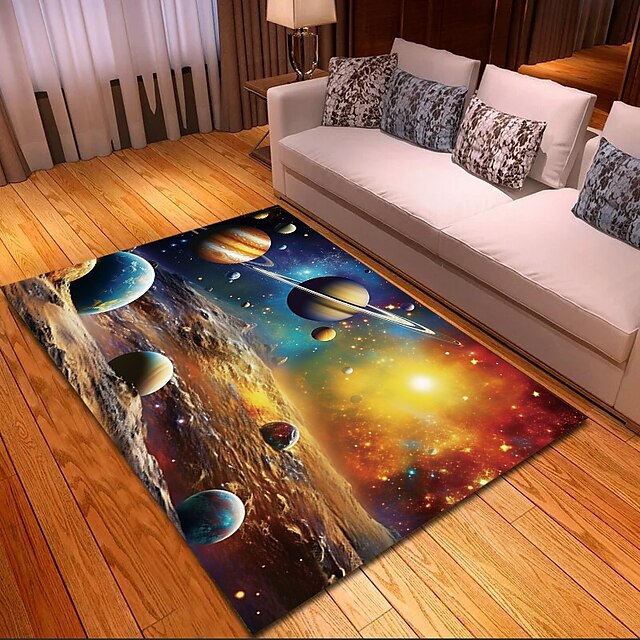 Blacklight Rug UV Reactive Glow in the Dark Area Rug Kitchen Mat Non-Slip Oil Proof Trippy Galaxy Floor Mat Livingroom Rug Indoor Outdoor Mat Bedroom Decor Bathroom Mat Entrance Rug Door Mat