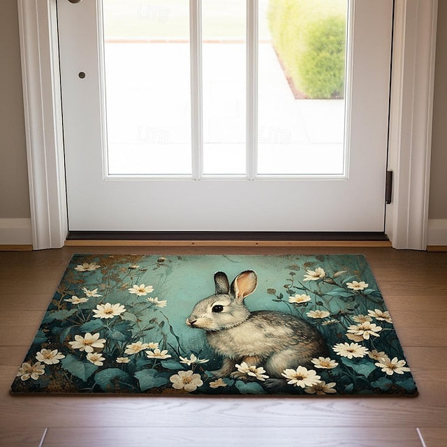 Ink Blue Rabbit Doormat Floor Mats Washable Rugs Kitchen Mat Non-Slip Oil Proof Rug Indoor Outdoor Mat Bedroom Decor Bathroom Mat Entrance Rug