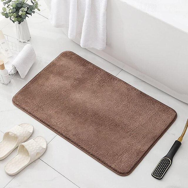 1pc Soft And Comfortable Thick Plush Bath Mat Non-slip For Bathroom, Bedroom, Living Room, Water Absorption And Anti-Slip Design Fall Decor